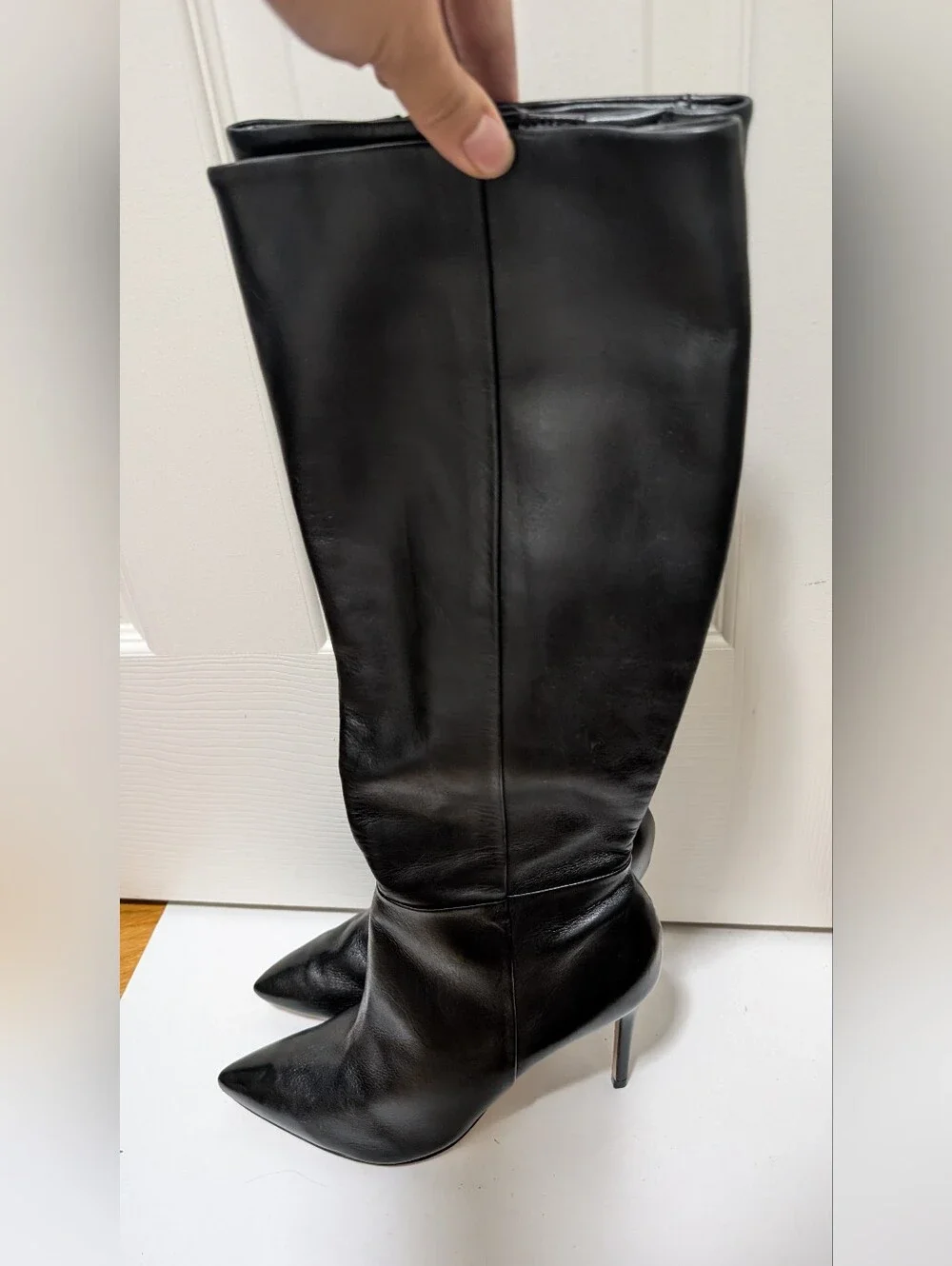 NWOB SCHUTZ MIKKI UP BOOT Black Over-the-Knee Pointed-Toe Stiletto Boot Size 8.5